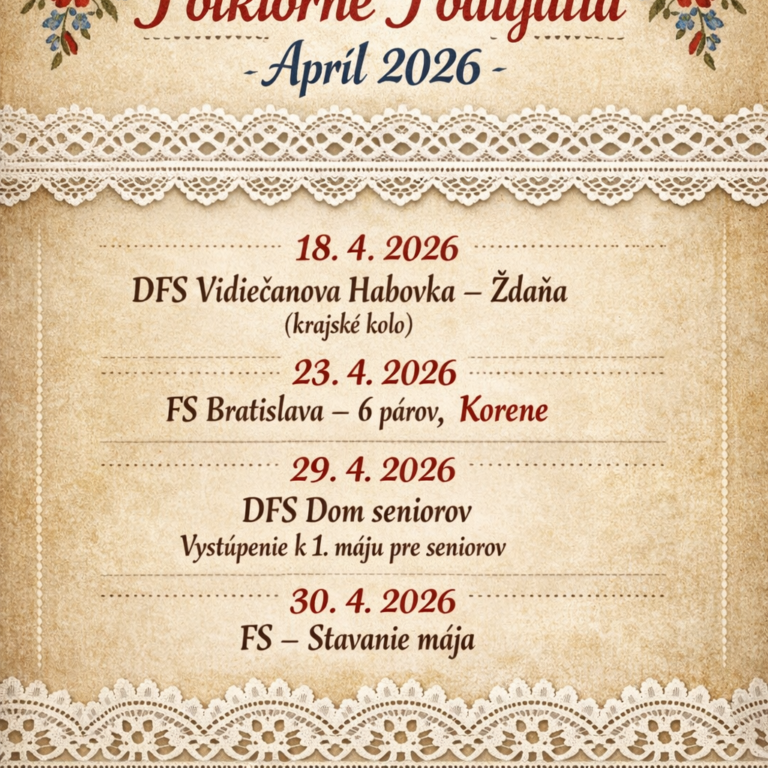 Vystúpenia FS Zemplín apríl 2026