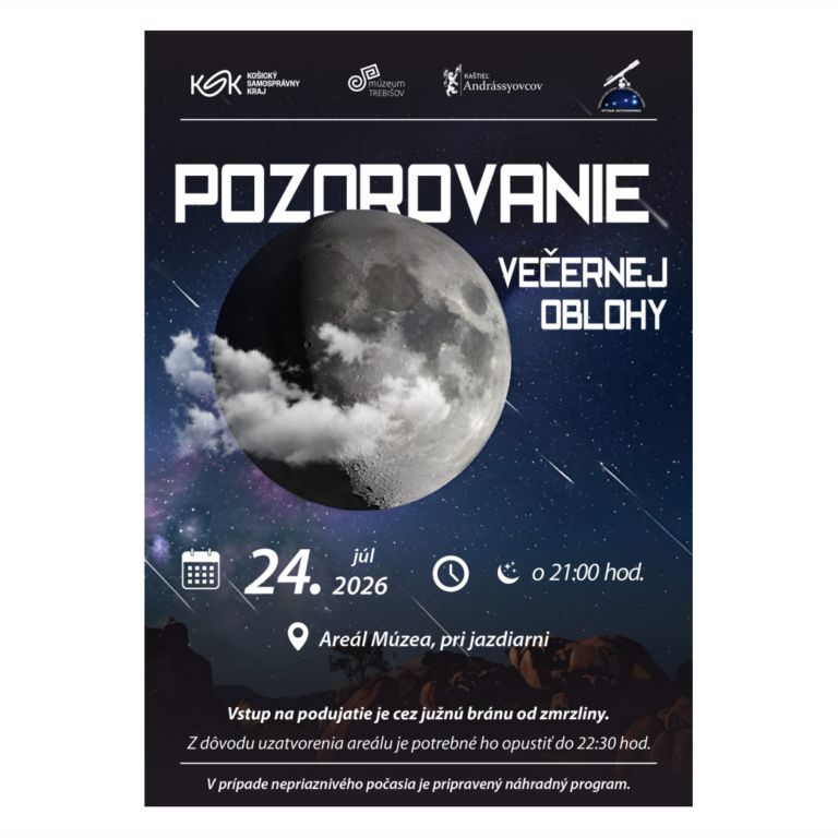 Pozorovanie večernej oblohy Pozvánka na pozorovanie večernej oblohy v trebišovskej hvezdárni